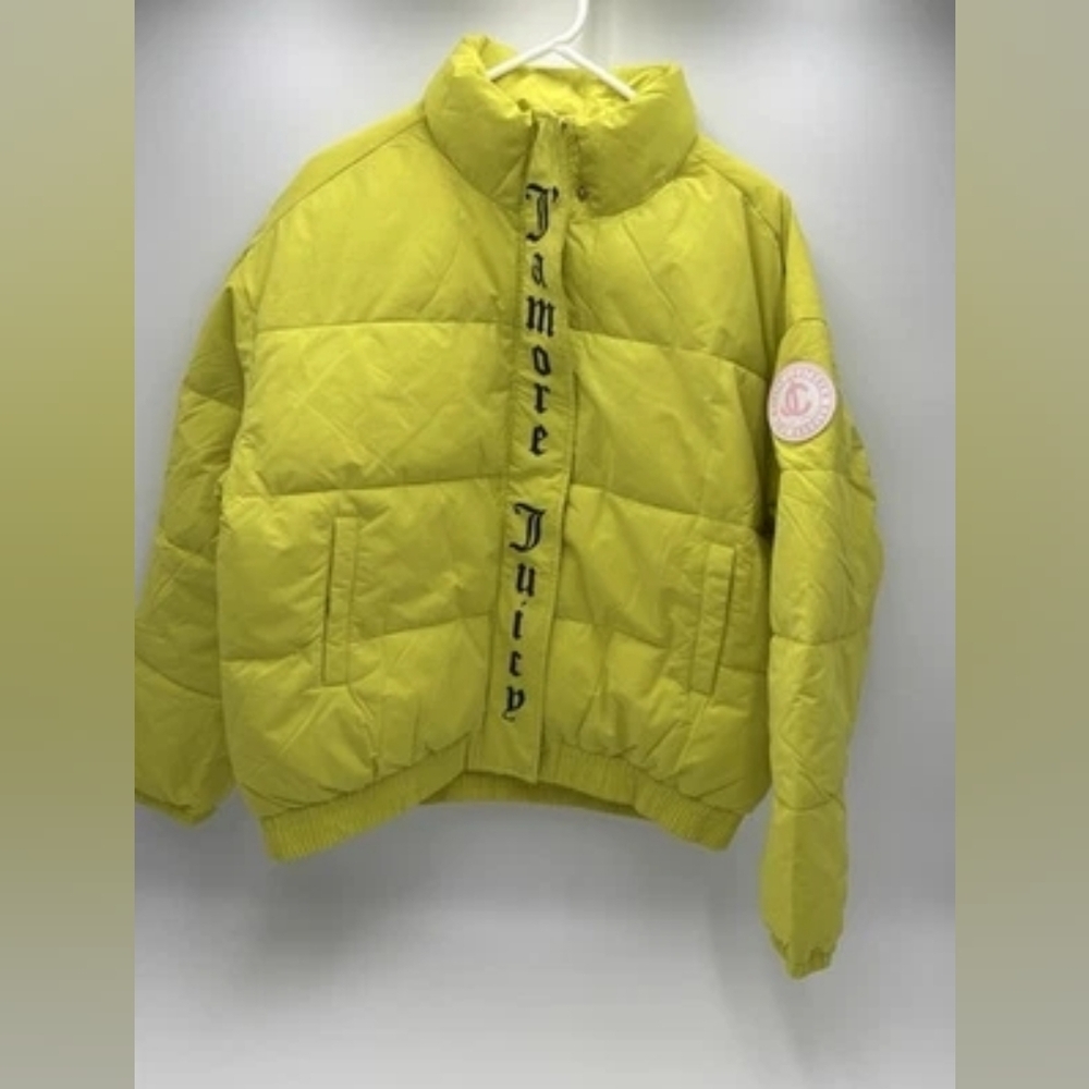 Juicy Couture Puffer Jacket Women's Lime Chartreuse Pink Lined NWT ✨️